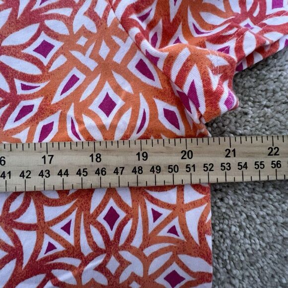 Chicos 2 Tunic Top Shirt Stretch Size L Pullover Orange‎ White Cotton Blend - Picture 6 of 7